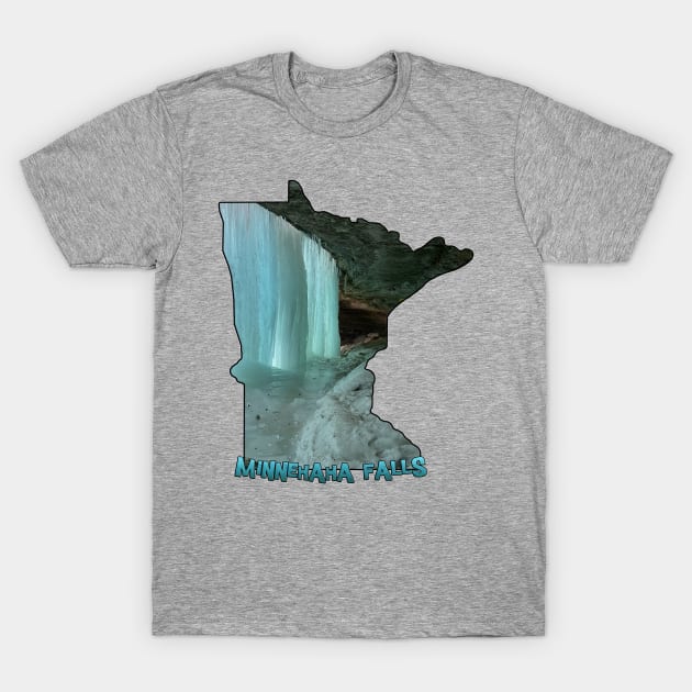 Minnesota State Outline (Minnehaha Falls in Winter) T-Shirt by gorff